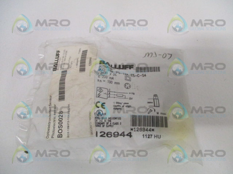 BALLUFF BOS0028 BOS18M-PS-1XA-E5-CS4 PHOTOELECTRIC SENSOR *NEW IN FACTORY BAG*