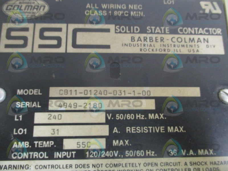 BARBER-COLMAN CB11-01240-031-1-00 SOLID STATE CONTACTOR 240V UNMP