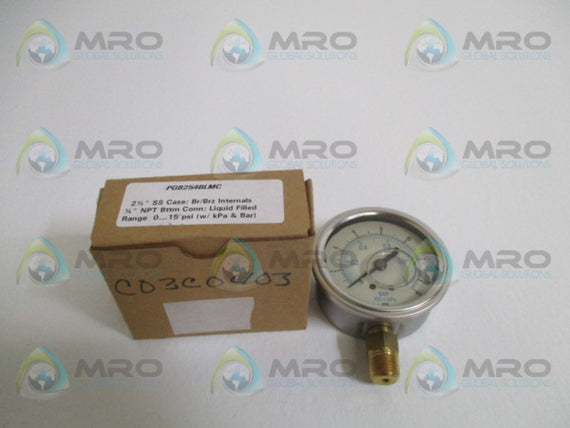 INDUSTRIAL MRO PGB254BLMC PRESSURE GAUGE 0-15 PSI *NEW IN BOX*