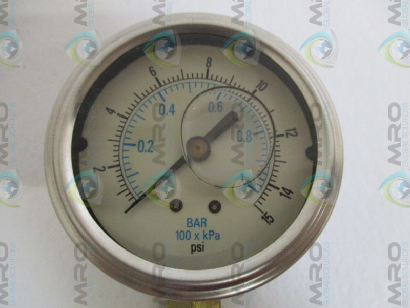 INDUSTRIAL MRO PGB254BLMC PRESSURE GAUGE 0-15 PSI *NEW IN BOX*