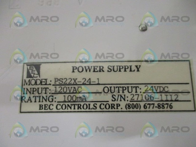 BEC CONTROLS PS22X-24-1 POWER SUPPLY NSNP