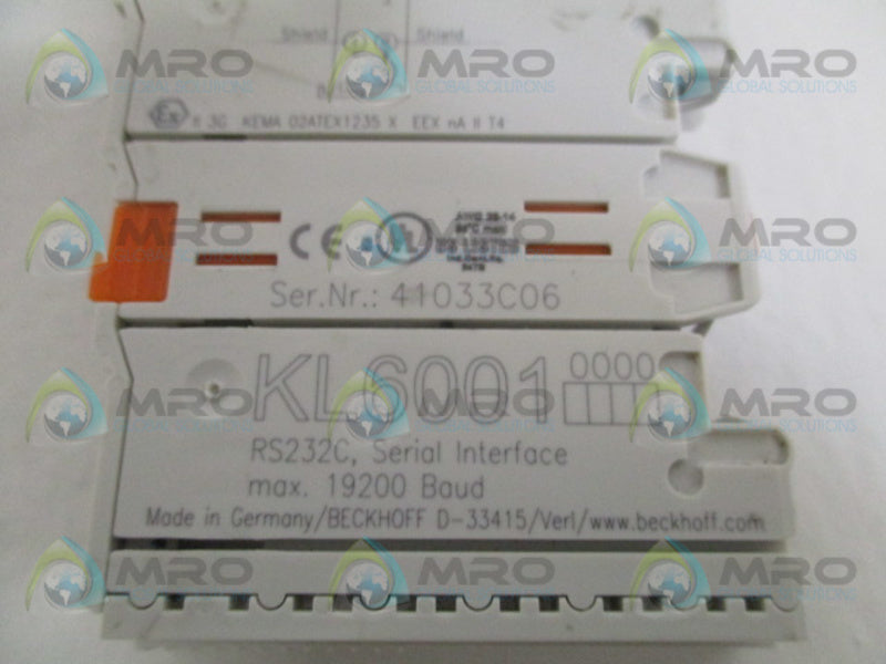 BECKHOFF KL6001 RS232C SERIAL INTERFACE MODULE UNMP