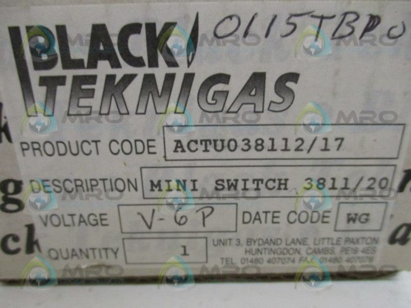BLACK TEKNIGAS ACTU038112/17 PRESSURE SWITCH  NSMP