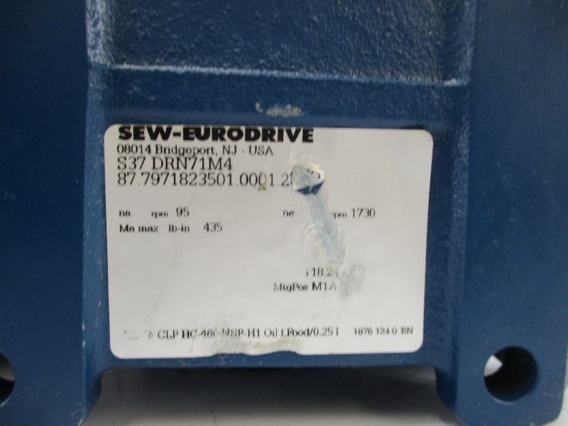 SEW-EURODRIVE S37DRN71M4 230/460V 1.83/0.91A UNMP