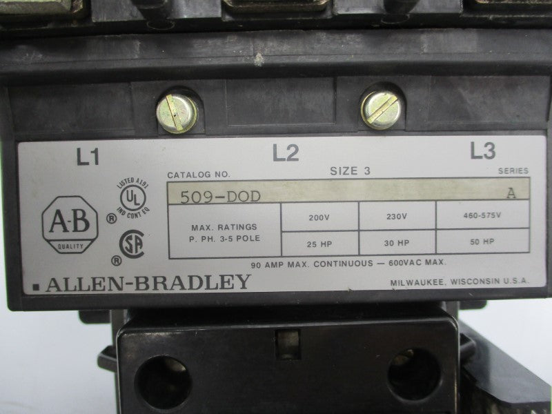 ALLEN BRADLEY 509-DOD SER. A 110/115-120V 90A UNMP