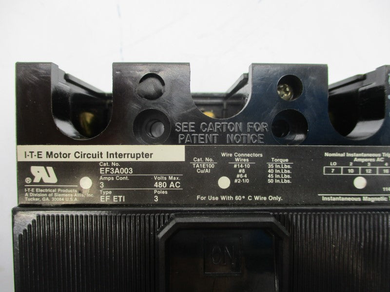 SIEMENS EF3A003 480VAC 3A NSMP