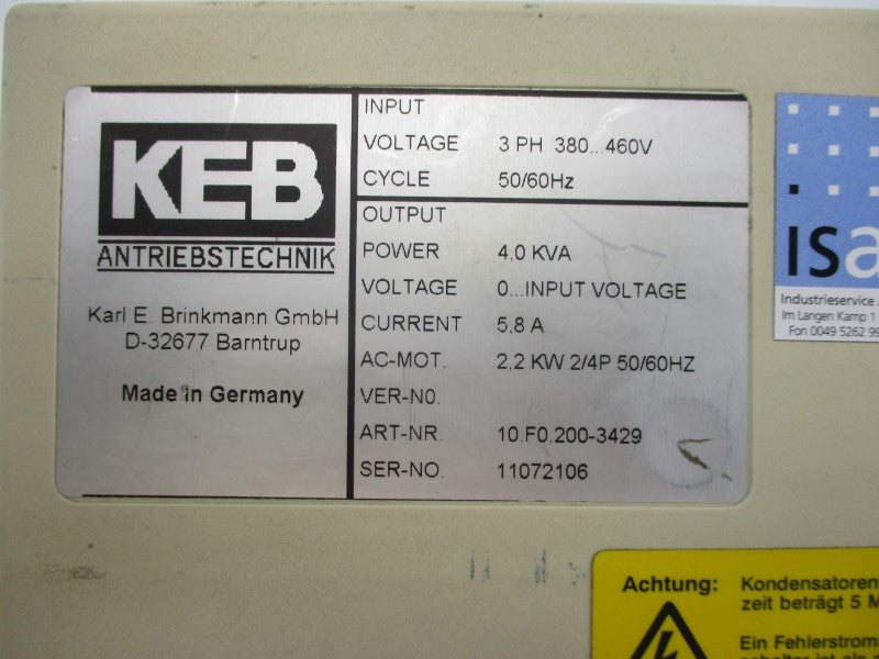 KEB 10.F0.200-3429 380-460V 5.8A UNMP