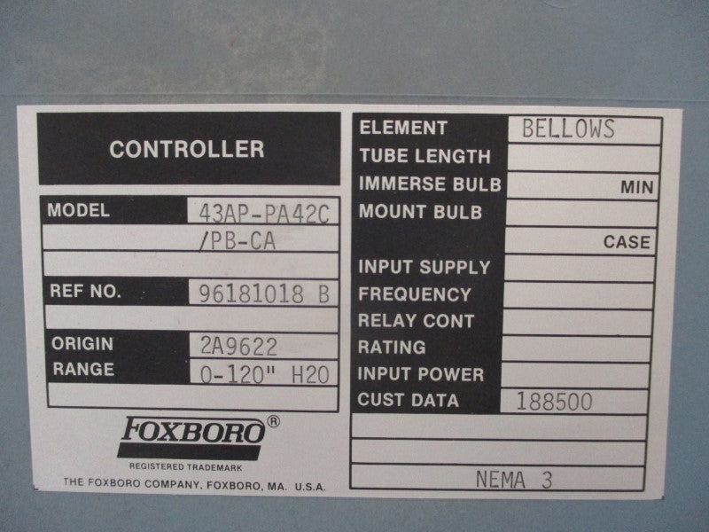 FOXBORO 43AP-PA42C/PB-CA (AS PICTURED) UNMP