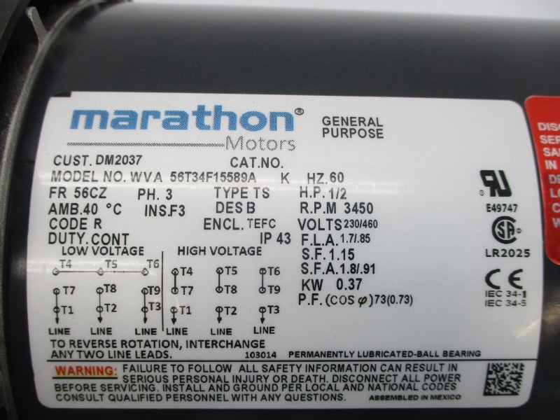 MARATHON 56T34F15589A 230/460V 1.7/.85A NSNP