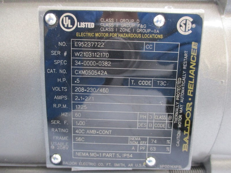 BALDOR CXM050542A 208-230/460V 2.1-2/1A NSNP