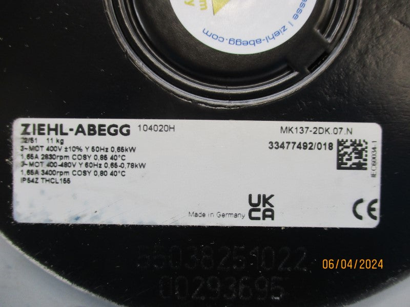 ZEIHL-ABEGG MK137-2DK.07.N 400-480V 1.65A NSMP