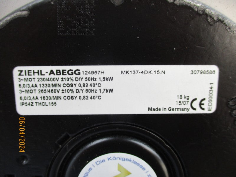 ZEIHL-ABEGG MK137-4DK.15.N 230/460V 6.0/3.4A NSMP