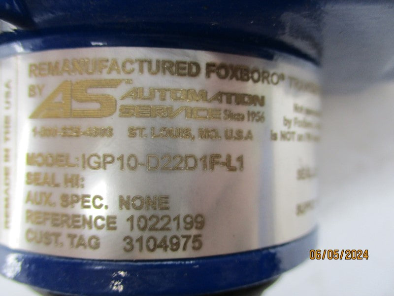 FOXBORO IGP10-D22D1F-L1 11.5-42V NSMP