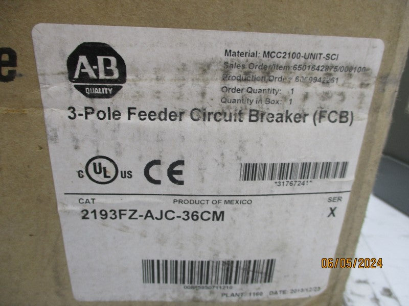 ALLEN BRADLEY 2193FZ-AJC-36CM SER. X 480V NSMP