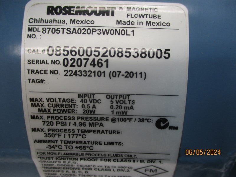 ROSEMOUNT 8705TSA020P3W0N0L1 40VDC 0.5A 720PSI NSNP