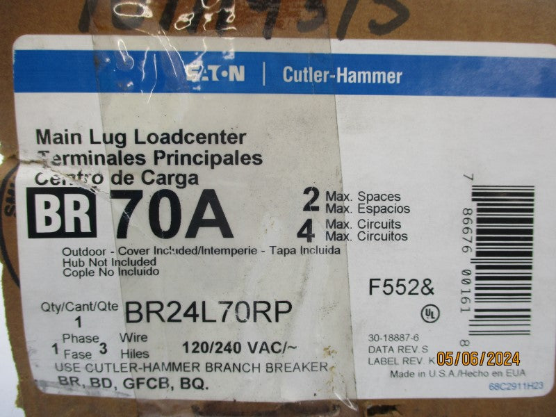 CUTLER HAMMER BR24L70RP SER. B 120/240VAC  NSMP