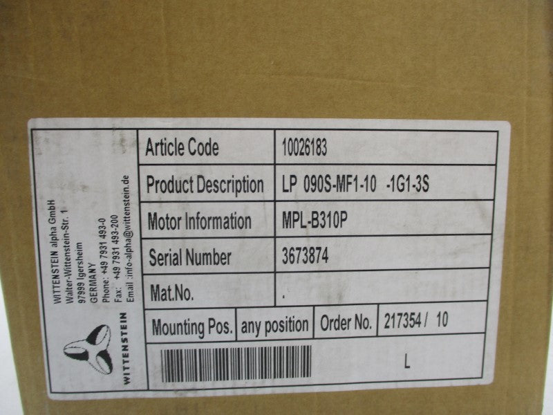 WITTENSTEIN LP090S-MF1-10 -1G1-3S NSMP