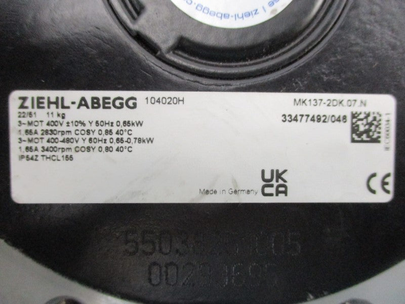 ZIEHL-ABEGG MK137-2DK.07.N 400-480V 1.65A NSNP