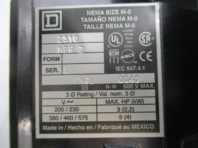 SQUARE D 2510MBG2 SER. A 600V NSNP