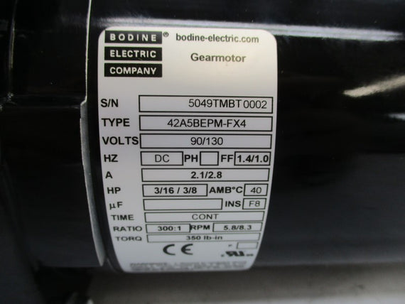 BODINE ELECTRIC 42A5BEPM-FX4 90/130V 2.1/2.8A NSMP