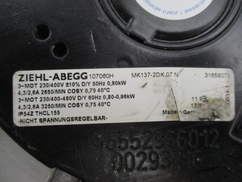 ZEIHL-ABEGG MK137-2DK.07.N 480V 6A (AS PICTURED) UNMP
