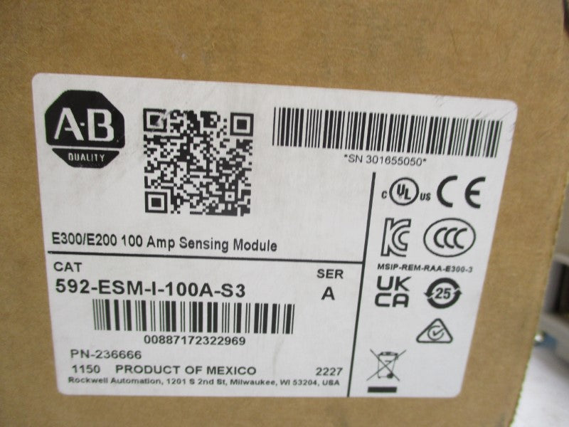 ALLEN BRADLEY 592-ESM-I-100A-S3 SER.A 600VAC 10-100A F/W 2.003 NSMP