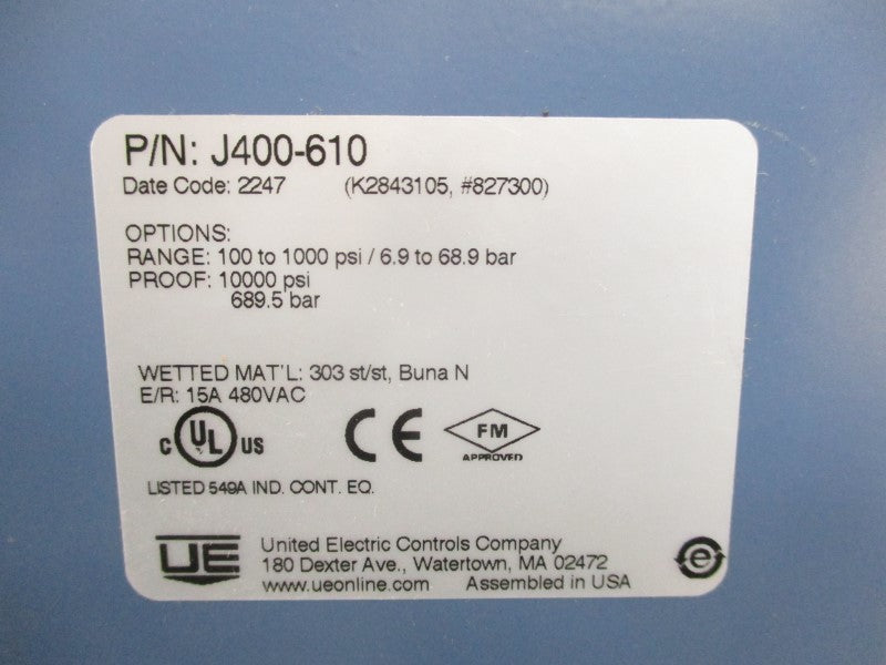 UNITED ELECTRIC J400-610 480VAC 15A 100-1000PSI NSMP