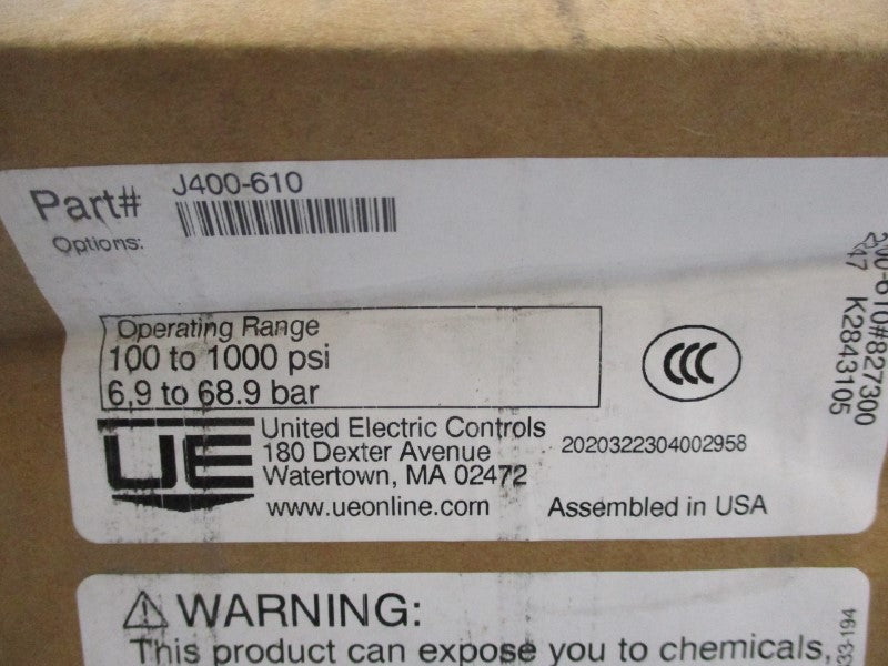 UNITED ELECTRIC J400-610 480VAC 15A 100-1000PSI NSMP
