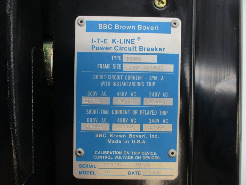 BBC BROWN BOVERI K800S 600VAC 22,000A UNMP