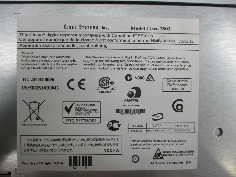 CISCO 2801 NSMP