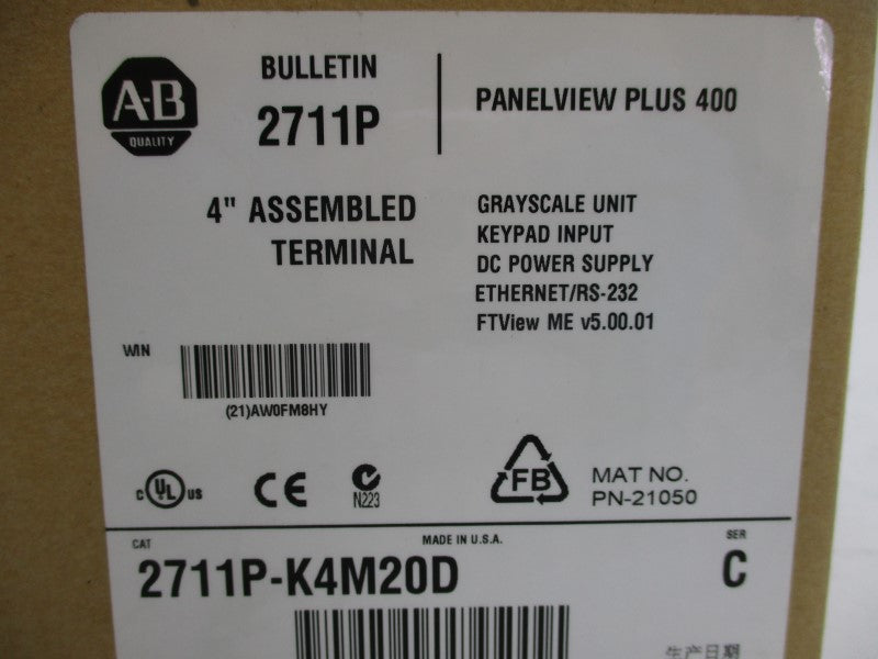 ALLEN BRADLEY 2711P-K4M20D SER. C 24VDC NSMP