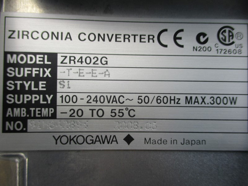 YOKOGAWA ZR402G-T-E-E-A 100-240VAC NSNP