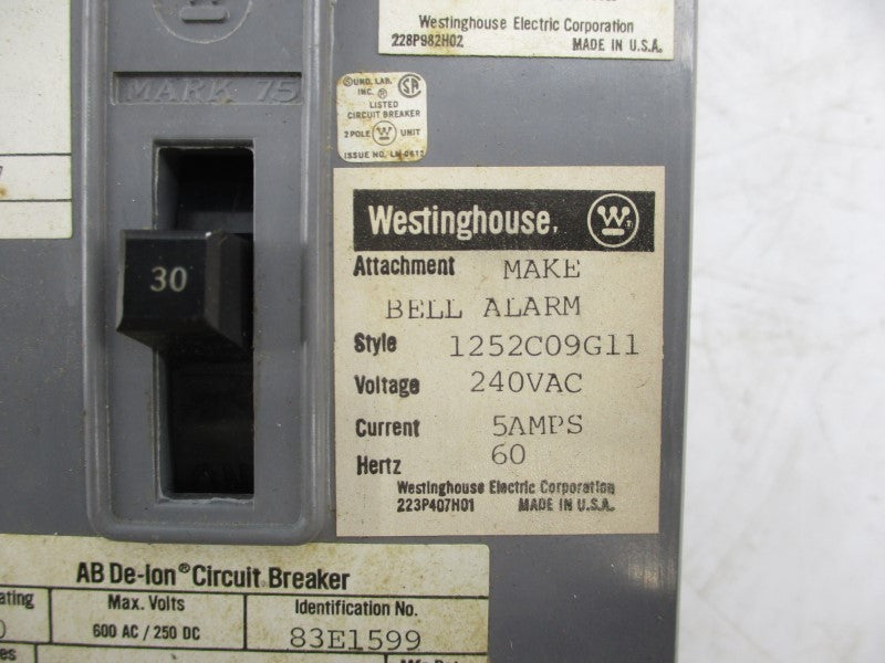 WESTINGHOUSE 1252C09G11 600VAC 30A NSMP