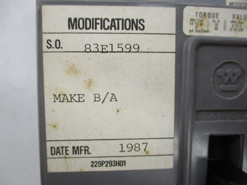 WESTINGHOUSE 1252C09G11 600VAC 30A NSMP