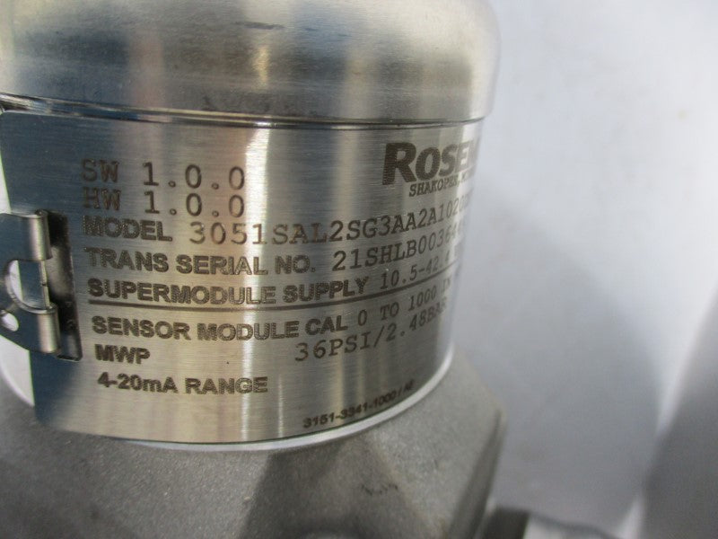 ROSEMOUNT 3051SAL2SG3AA2A1020DFF71DAA1SJ 10.5-42.4VDC 36PSI NSNP