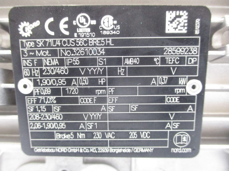 NORD SK71L/4CUS56CBRE5HL 32610034 460V 1,90A NSNP