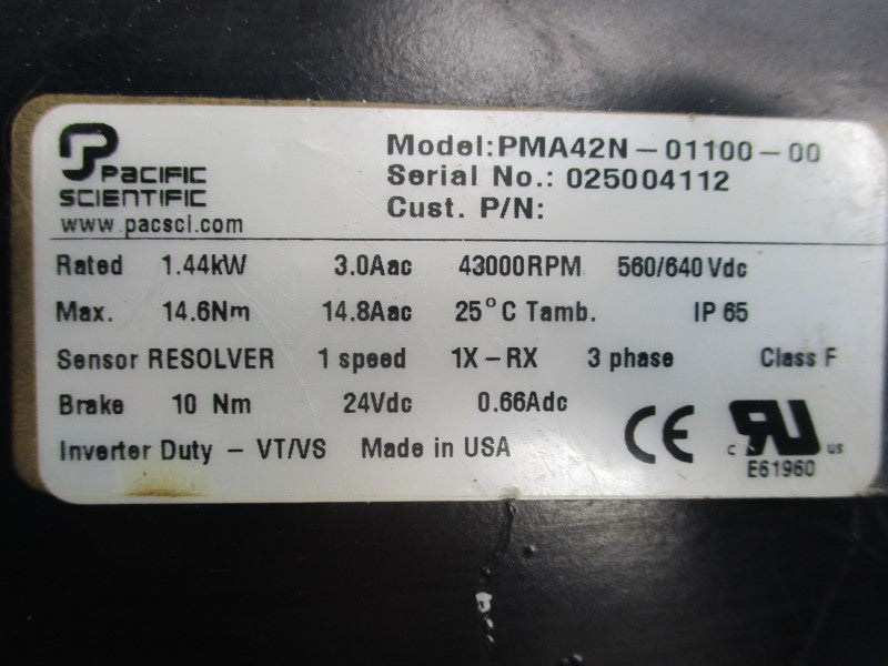 PACIFIC SCIENTIFIC PMA42N-01100-00 640VDC 3.0A NSNP