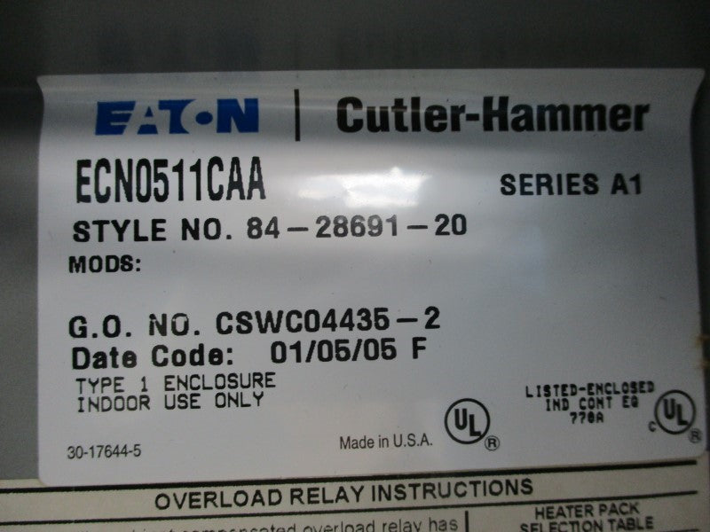 CUTLER HAMMER ECN0511CAA SER. A2 440/480V NSMP