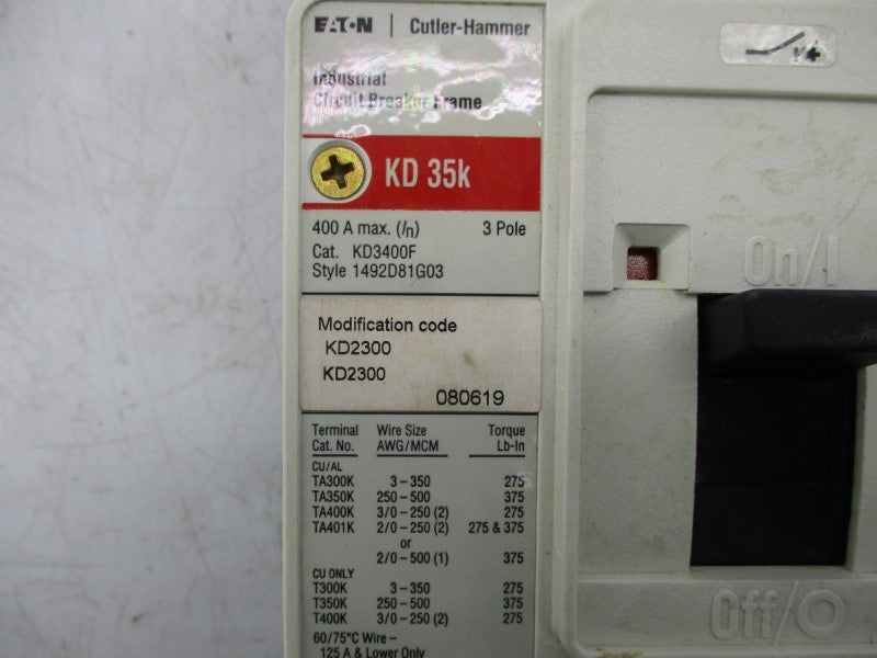 CUTLER HAMMER KD2300F SER. C 600VAC 300A NSMP