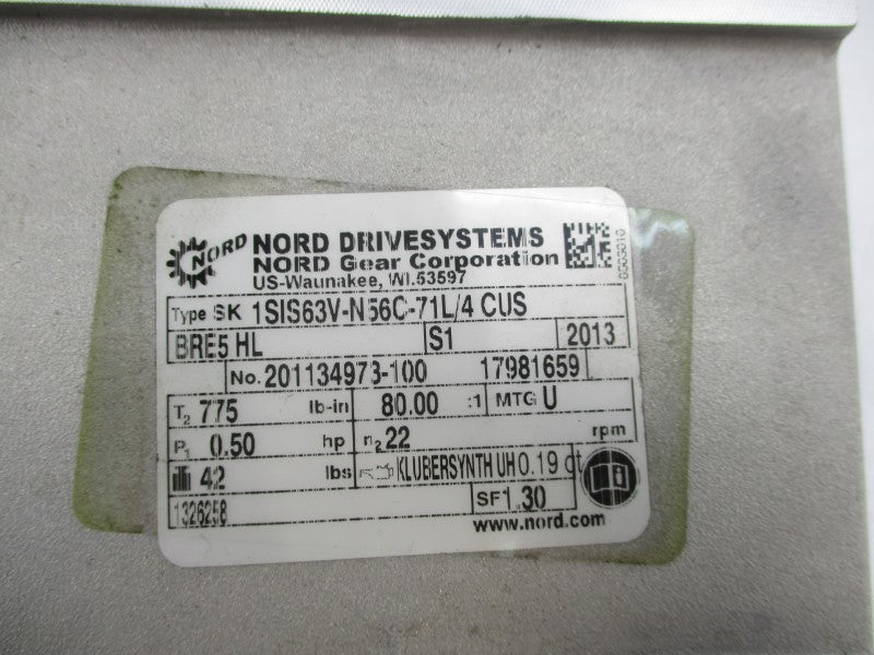 NORD SK71L/4 CUS BRE5 HL 230/460V 1.90/0.95A NSNP