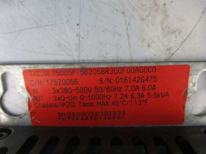 DANFOSS VLT5005PT5B20SBR3D0F00A00C0 175Z0056 380-500V 7.0-6.0A UNMP