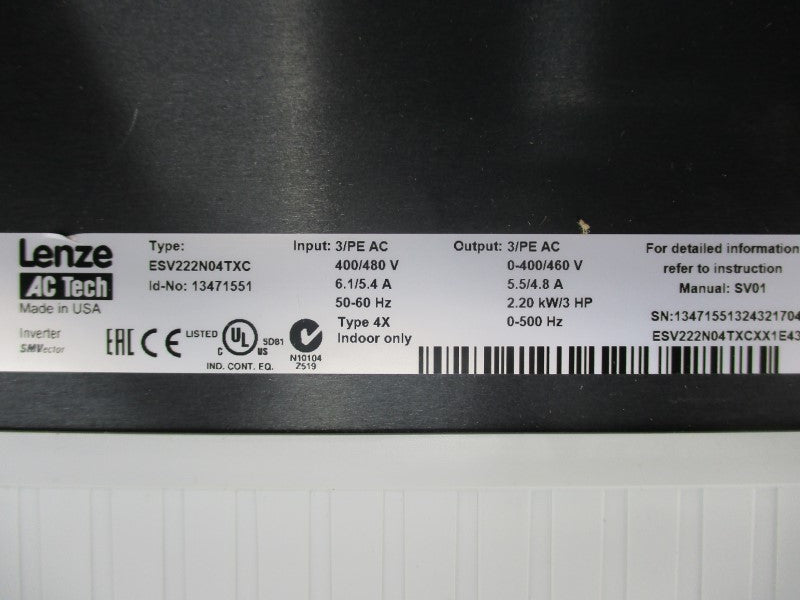 LENZE ESV222N04TXC 400/480V 6.1/5.4A NSMP