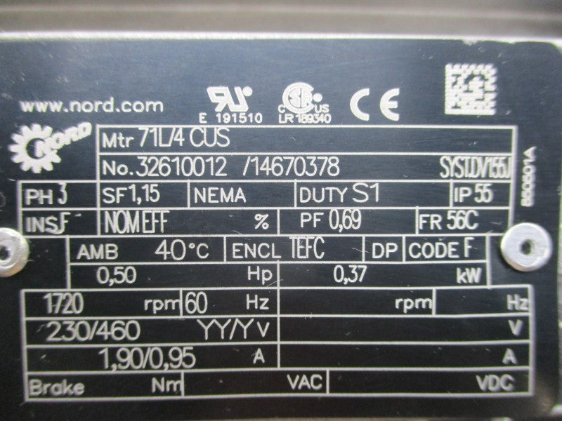 NORD SK373.1N56C-71L/4CUS 32610012/14670378 460V 1,90A NSNP