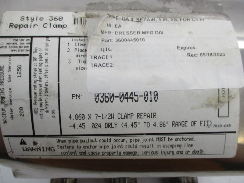 DRESSER 0360-0445-010 4.45"-4.86" RANGE NSNP