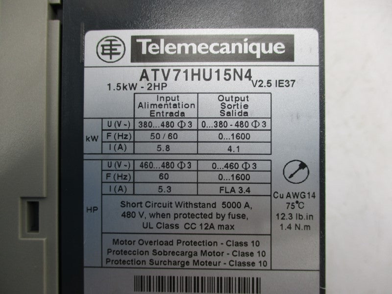 TELEMECANIQUE ATV71HU15N4 380/480V 5.8A NSMP