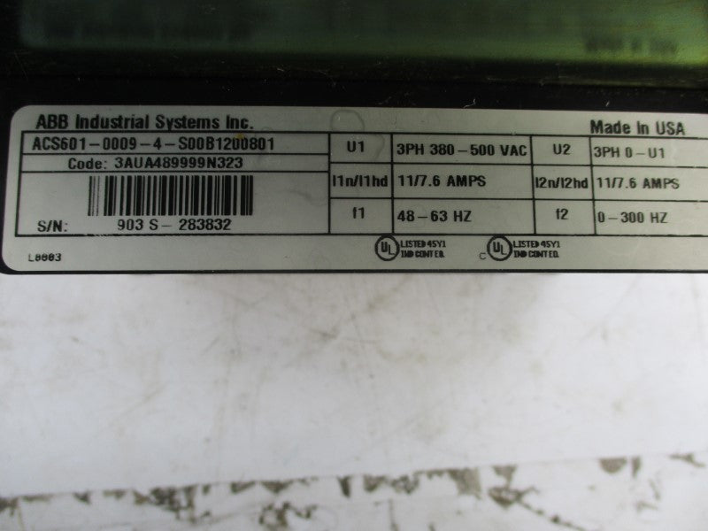 ABB ACS601-0009-4-S00B1200801 380-500VAC 11/7.6A NSMP