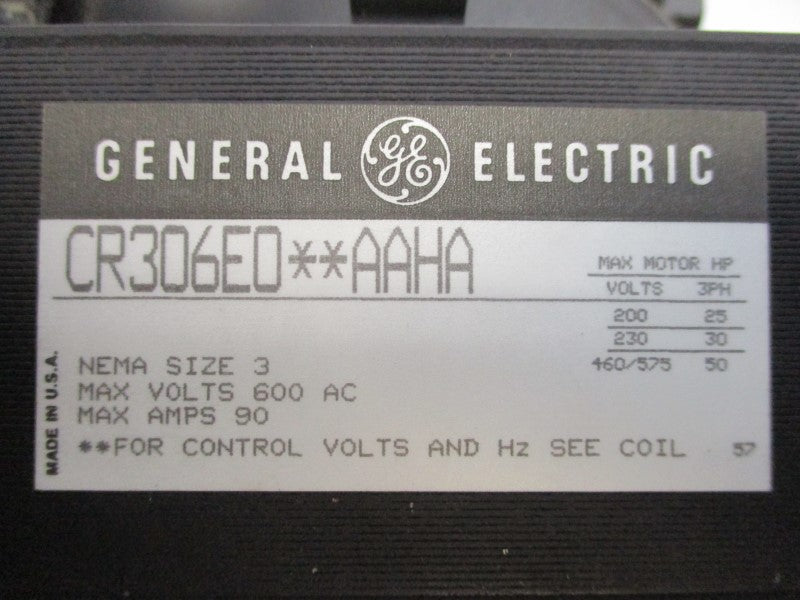 GENERAL ELECTRIC CR306E002AAHA 110/115-120V 90A NSNP