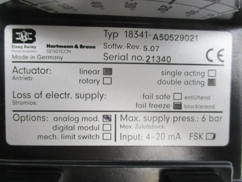 HARTMANN & BRAUN 18341-A50529021 REV. 5.07 NSNP