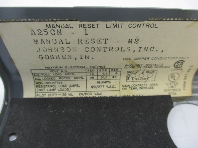 JOHNSON CONTROLS A25CN-1 120-277VAC 16A NSMP