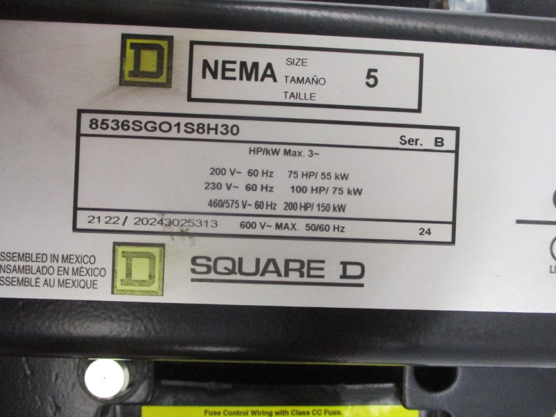 SQUARE D 8536SGO1S8H30 SER. B 600V 30A NSNP